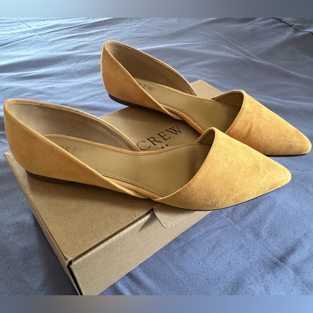 J.Crew Sueded Zoe D’Orsay Flats size 8, Bronzed Ochre. Brand New